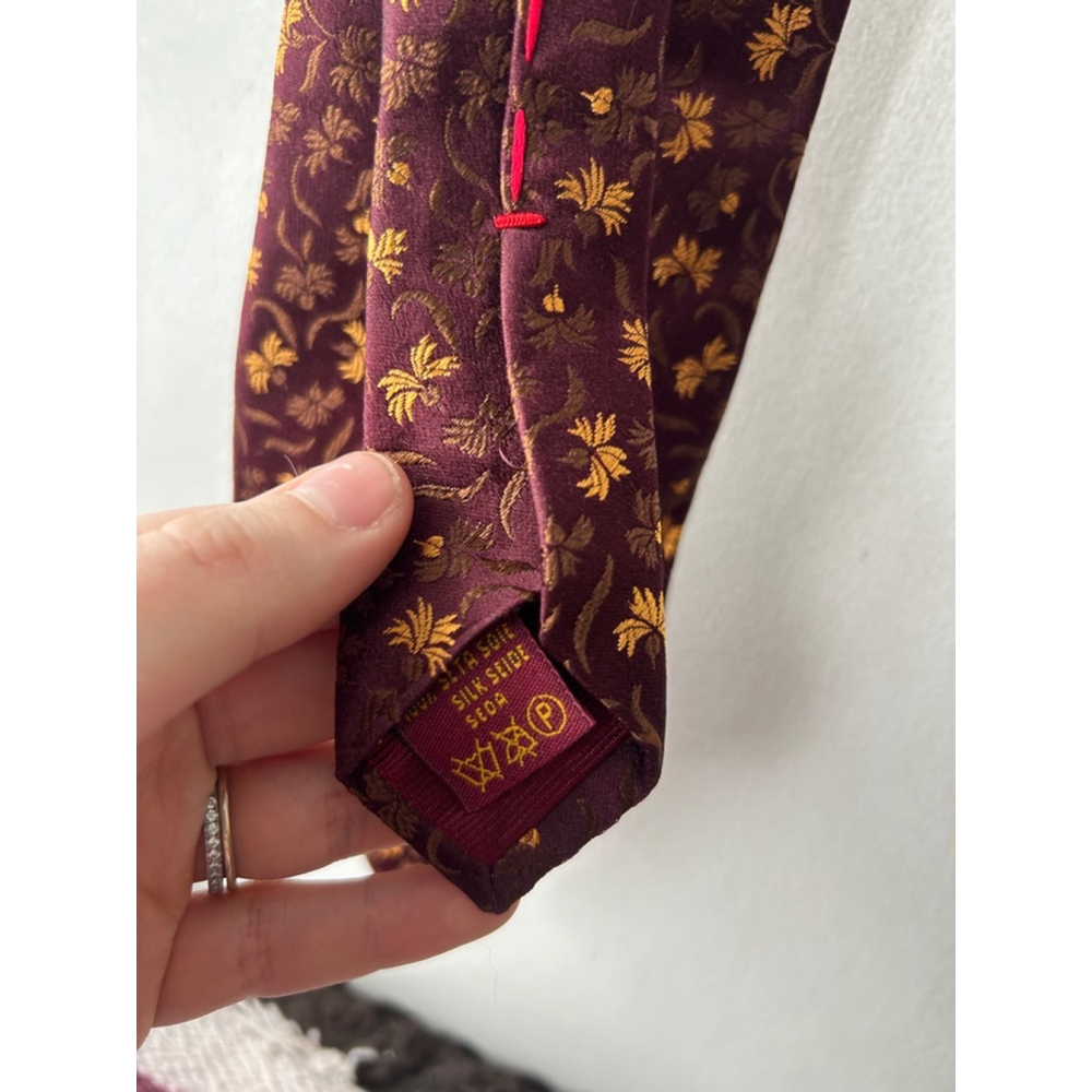 Villa Bolgheri Burgundy Gold Silk Tie - Picture 4 of 4